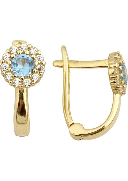 Mavi Taşlı Çocuk Küpesi