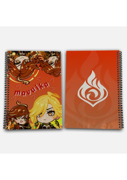Genshin Impact Mavuika Çizgili A4 Okul Defteri 72 Yaprak