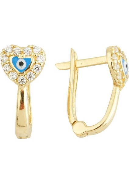 Taşlı Kalp Göz Çocuk Küpesi