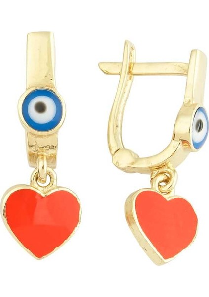 Sallantılı Gözlü Kalp Çocuk Küpesi