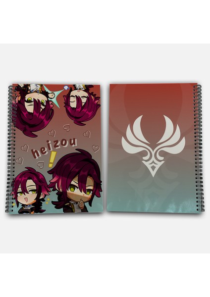 Genshin Impact Heizou Çizgili A4 Okul Defteri 72 Yaprak