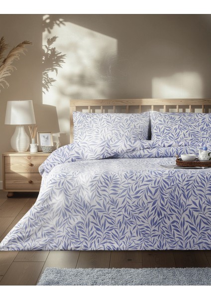 Leaf Dream Kolay Ütülenir Tek Kişilik Nevresim Takımı 160X220 cm Mavi