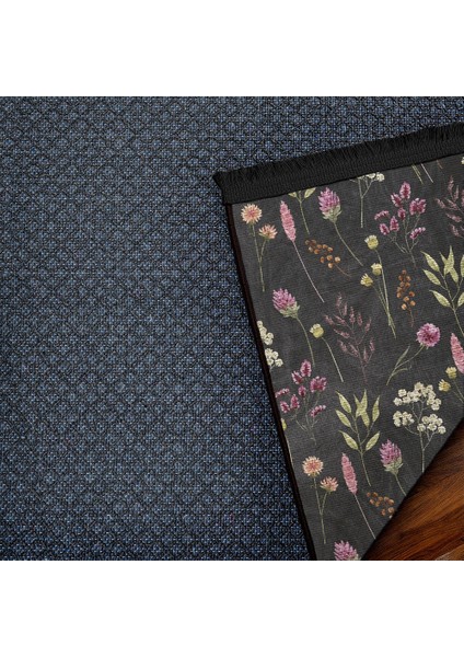Çiçekli Siyah Pamuk Dikdörtgen Modern Desenli Pamuk Makinada Yıkanabilir Hav Toz Vermez Leke Tutmayan Kaymaz Taban Dijital Makine Baskı Salon Yolluk Mutfak Halı indirimleri