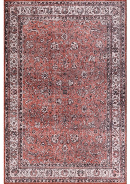 Nottingham Geometrik Bordo Polyester Daire Modern Desenli Pamuk Makinada Yıkanabilir Hav Toz Vermez Leke Tutmayan Kaymaz Taban Dijital Makine Baskı Salon Yolluk Mutfak Halı