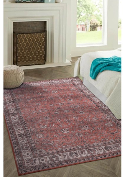 Nottingham Geometrik Bordo Polyester Daire Modern Desenli Pamuk Makinada Yıkanabilir Hav Toz Vermez Leke Tutmayan Kaymaz Taban Dijital Makine Baskı Salon Yolluk Mutfak Halı fiyatları