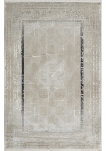 Maja Çerçeveli Gri Mikrofiber Dikdörtgen Modern Desenli Akrilik Hav Vermeyen Leke Tutmayan Kolay Temizlenen Yumuşak Makine Salon Yolluk Mutfak Halı