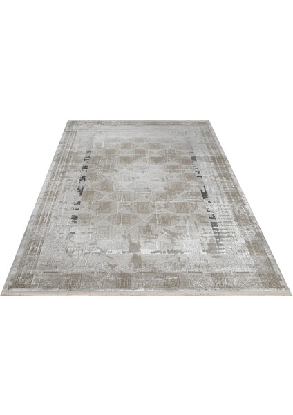 Maja Çerçeveli Gri Mikrofiber Dikdörtgen Modern Desenli Akrilik Hav Vermeyen Leke Tutmayan Kolay Temizlenen Yumuşak Makine Salon Yolluk Mutfak Halı