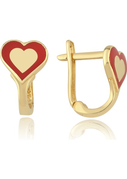 Kırmızı Kalpli J Çocuk Küpesi