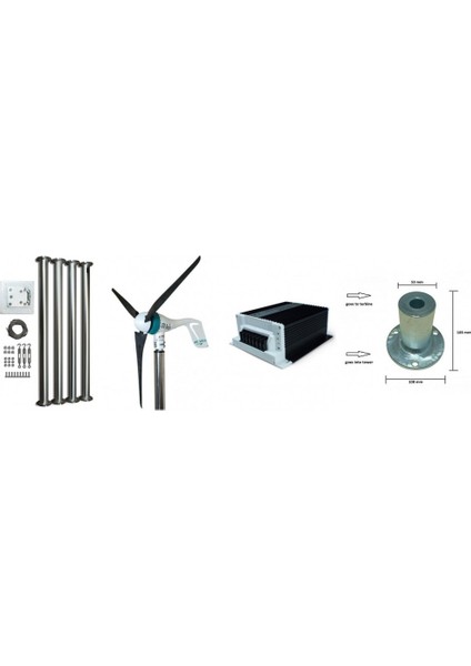 Set Air Speed 500W 12V/24V Rüzgar Türbini + Hibrit Şarj Kontrol Cihazı + Direk Seti Ista-Breeze