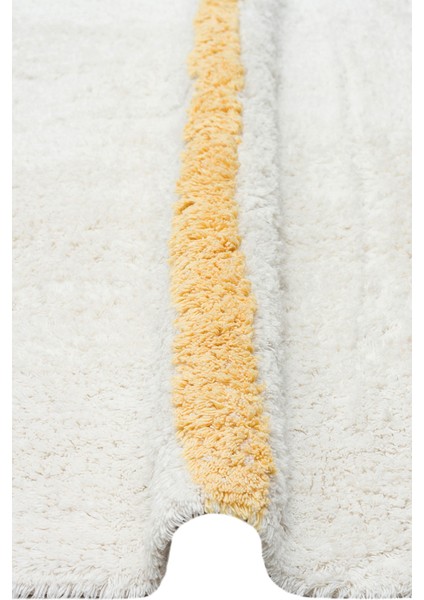 Whitney Sarı Modern Etnik Desenli Pamuk Hav Vermeyen Leke Tutmayan Kolay Temizlenen Yumuşak Makine Salon Yolluk Mutfak Halı modelleri