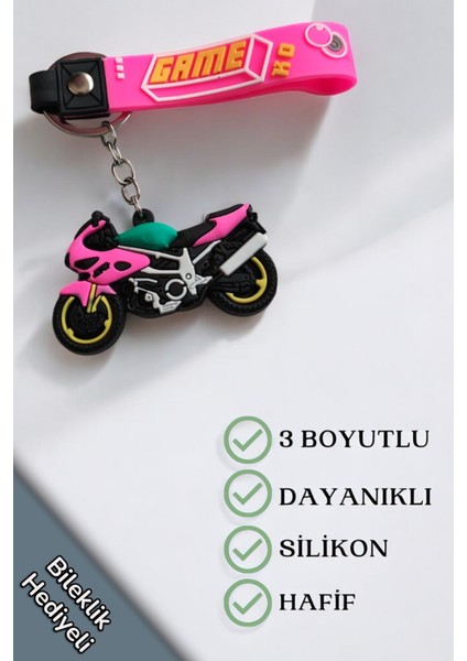 Motor Motosiklet Model 3D Silikon Motorcu Anahtarlık 1 Adet