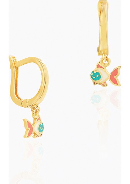 Parmak Balık Halka Sallantılı Çocuk Küpesi