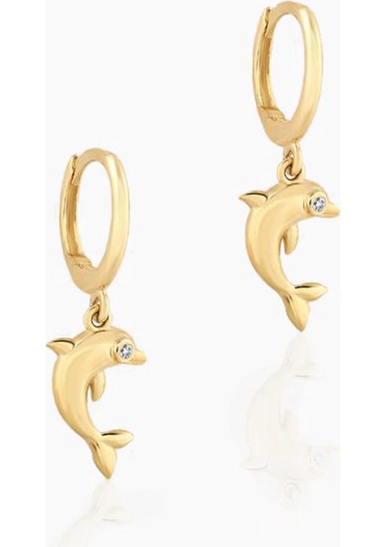 Yunus Balığı Halka Sallantılı Çocuk Küpesi