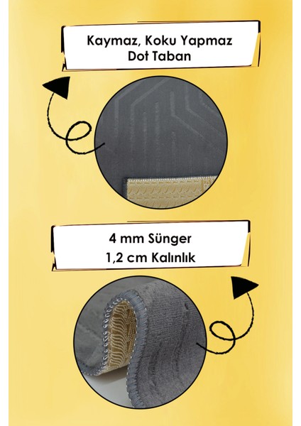 Kaymaz Tabanlı Kesme Kabartmalı Salon Koridor Mutfak HALISI5025A Antrasit