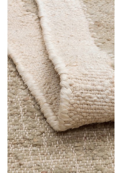 Çerçeveli Krem Jüt Dikdörtgen Modern Desenli Akrilik Hav Vermeyen Leke Tutmayan Kolay Temizlenen Yumuşak Makine Salon Yolluk Jüt Halı