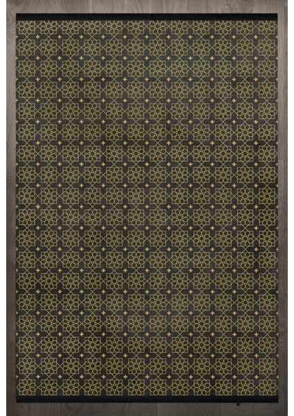 Geometrik Gold Pamuk Dikdörtgen Modern Desenli Pamuk Makinada Yıkanabilir Hav Toz Vermez Leke Tutmayan Kaymaz Taban Dijital Makine Baskı Salon Yolluk Mutfak Halı