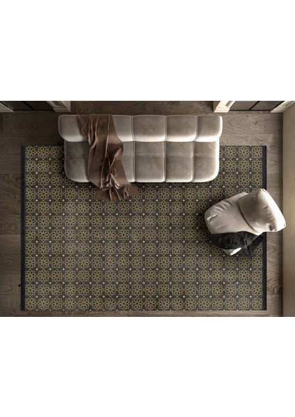 Geometrik Gold Pamuk Dikdörtgen Modern Desenli Pamuk Makinada Yıkanabilir Hav Toz Vermez Leke Tutmayan Kaymaz Taban Dijital Makine Baskı Salon Yolluk Mutfak Halı fiyatları