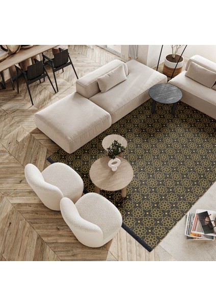 Geometrik Gold Pamuk Dikdörtgen Modern Desenli Pamuk Makinada Yıkanabilir Hav Toz Vermez Leke Tutmayan Kaymaz Taban Dijital Makine Baskı Salon Yolluk Mutfak Halı modelleri