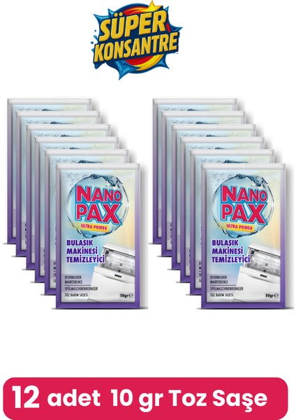 Bulaşık Makinesi Temizleyici Toz Bakım Saşesi (12 Adet x 10GR) fiyatları
