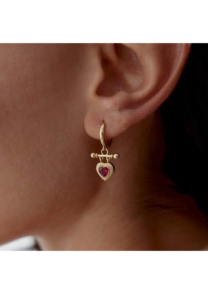 Red Heart Stick Sallantılı Küpe