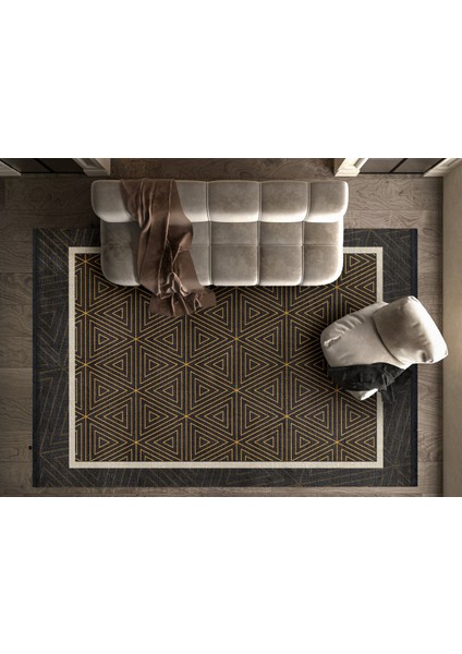 Geometrik Gold Pamuk Dikdörtgen Modern Desenli Pamuk Makinada Yıkanabilir Hav Toz Vermez Leke Tutmayan Kaymaz Taban Dijital Makine Baskı Salon Yolluk Mutfak Halı fiyatları