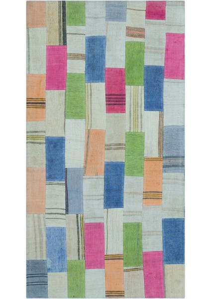 Atina Mavi Eskitme Yün Modern Desenli Yün Hav Toz Vermez Leke Tutmayan Salon Yolluk Mutfak El Dokuma Halı