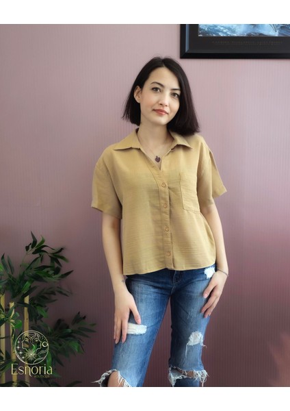 Vizon Tek Cepli Keten Gömlek