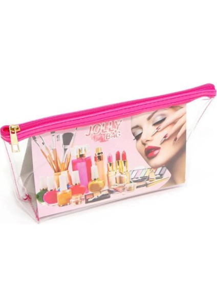 Jolly Tekli Orta Boy Şeffaf Makyaj Çantası 25CMX12CMX8CM modelleri