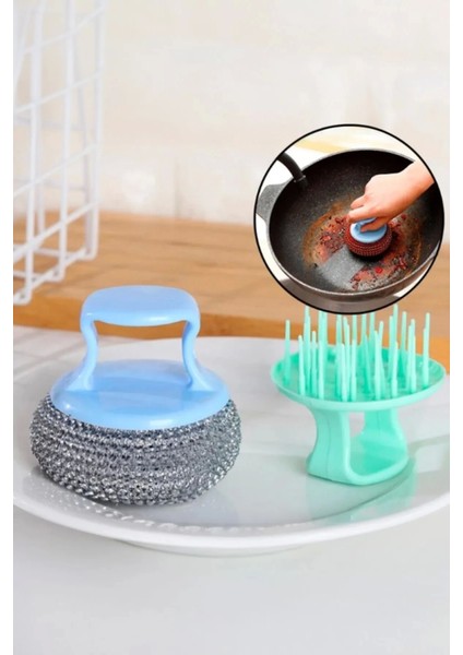 Tutacaklı Paslanmaz Çelik Top Bulaşık Ovma Teli Bulaşık Temizleme Fırçası Yıkama Süngeri