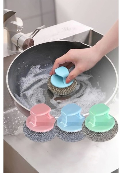 Tutacaklı Paslanmaz Çelik Top Bulaşık Ovma Teli Bulaşık Temizleme Fırçası Yıkama Süngeri fiyatları