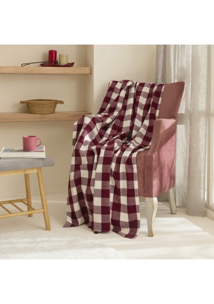 Flanel Throw Tv Battaniyesi Vişne