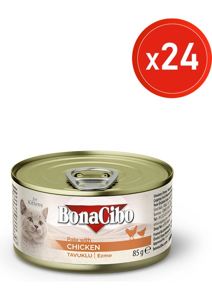 Ezmetavuklu Yaş Yavru Kedi Maması, 85 gr x 24 Adet, Tüm Irklar Için, Doğal, Şeker Içermez