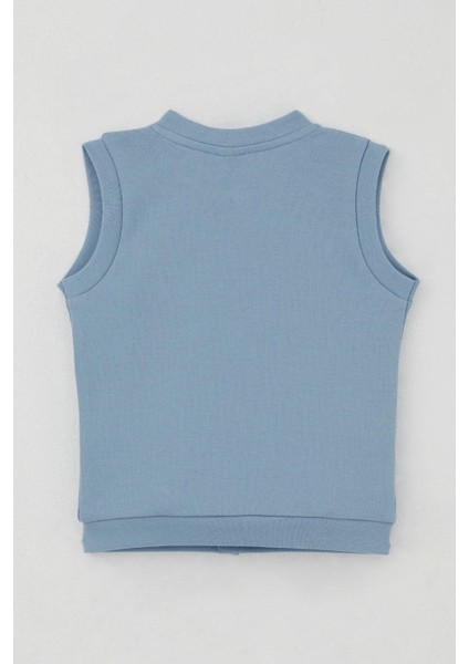 Erkek Bebek Yelek Çıtçıtlı Sevimli Balonlu Ayıcık Armalı 4 Ay-1 Yaş, Mavi fiyatları