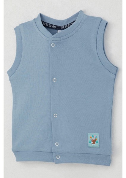 Erkek Bebek Yelek Çıtçıtlı Sevimli Balonlu Ayıcık Armalı 4 Ay-1 Yaş, Mavi modelleri