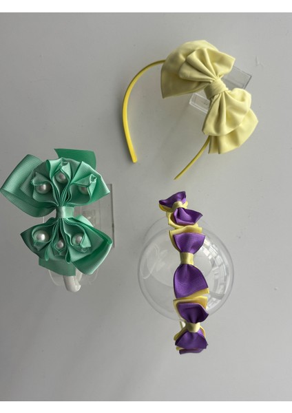 Renkli Fiyonk Detaylı Kız Çocuk Taç Seti – 3'lü Sevimli ve Şık Saç Aksesuarları indirimleri