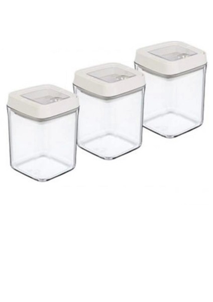 Vakumlu Erzak Kavanozu Kare 3lü Set -OKY-234