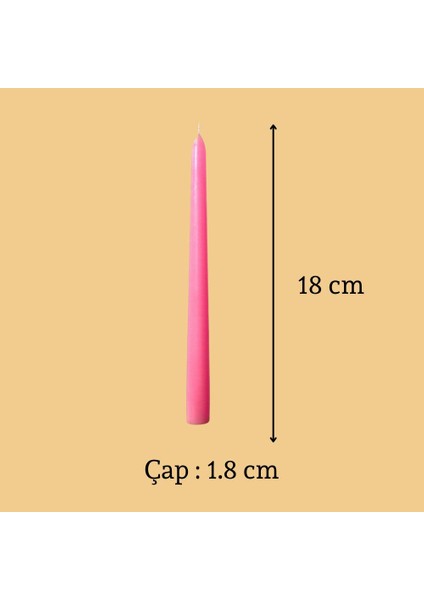 6 Lı Kısa Pembe Konik Şamdan Mum Yükseklik 18 cm fiyatları