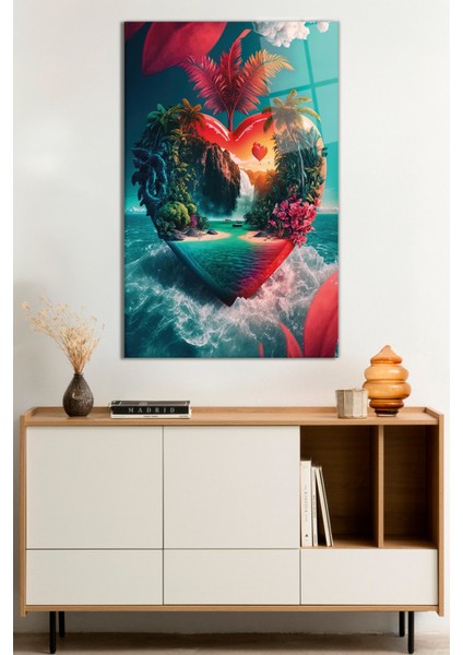 Turuncu Duman Soyut Cam Tablo, Darbelere Dayanıklı Kırılmaz Cam, Hediyelik