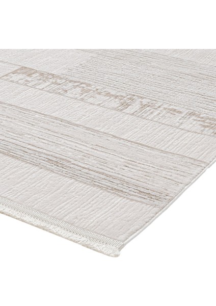 Casaye Çizgili Bej Akrilik Dikdörtgen Modern Desenli Akrilik Hav Vermeyen Leke Tutmayan Kolay Temizlenen Yumuşak Makine Salon Yolluk Mutfak Halı modelleri