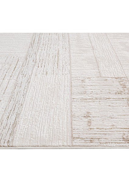 Casaye Çizgili Bej Akrilik Dikdörtgen Modern Desenli Akrilik Hav Vermeyen Leke Tutmayan Kolay Temizlenen Yumuşak Makine Salon Yolluk Mutfak Halı fırsatları