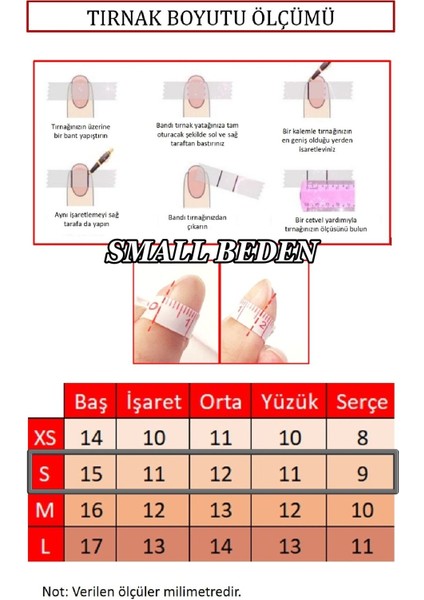 Small Beden Yaldızlı French 10 Adet Takma Tırnak Seti T092 fiyatları