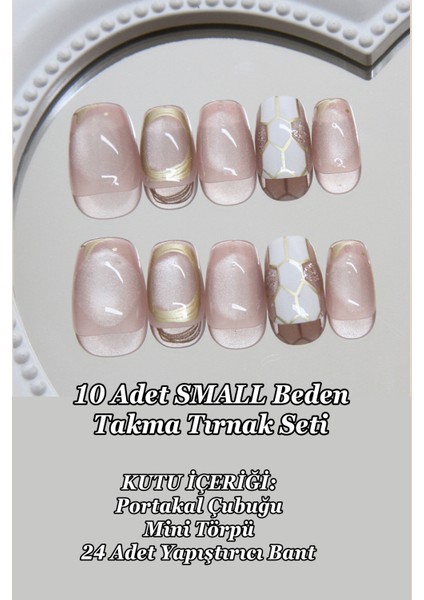 Small Beden Yaldızlı French 10 Adet Takma Tırnak Seti T092 fırsatları
