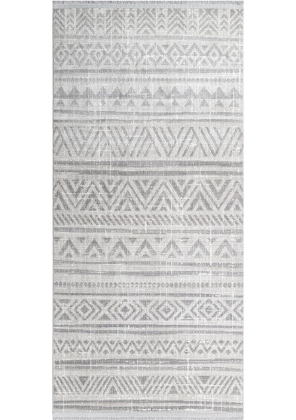 Layan Geometrik Gri Akrilik Dikdörtgen Modern Desenli Akrilik Hav Vermeyen Leke Tutmayan Kolay Temizlenen Yumuşak Makine Salon Yolluk Mutfak Halı