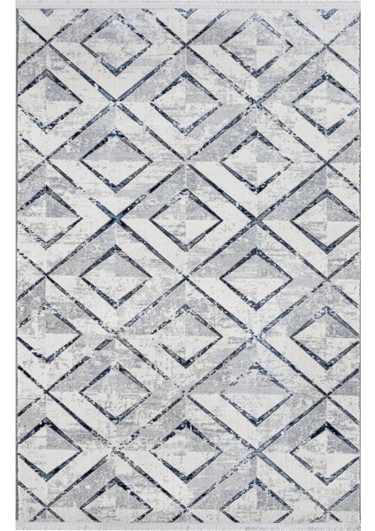 Melvina Geometrik Mavi Polyester Dikdörtgen Modern Desenli Akrilik Hav Vermeyen Leke Tutmayan Kolay Temizlenen Yumuşak Makine Salon Yolluk Mutfak Halı fırsatları