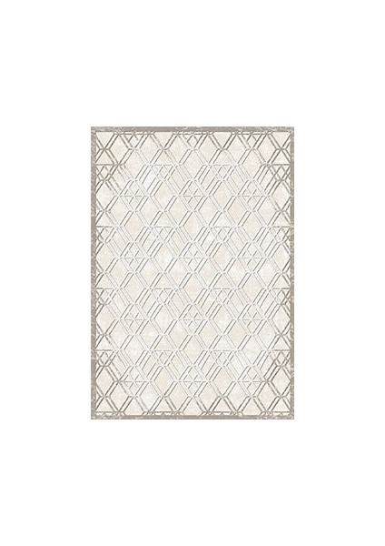 Abiotic Bej Geometrik Etnik Modern Desenli Akrilik Hav Vermeyen Leke Tutmayan Kolay Temizlenen Yumuşak Makine Salon Yolluk Mutfak Halı