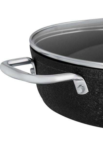 Noir Titanyum Kısa Tencere - Siyah - 24 cm