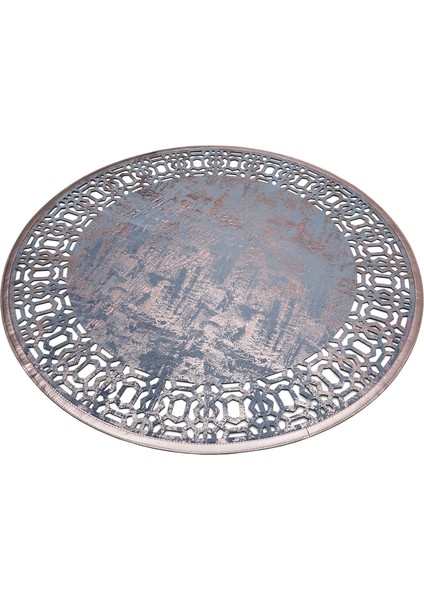 Oberndorf Mavi Modern Etnik Desenli Deri Halı modelleri