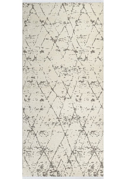 Saba Modern Krem Polyester Dikdörtgen Modern Desenli Akrilik Hav Vermeyen Leke Tutmayan Kolay Temizlenen Yumuşak Makine Salon Yolluk Mutfak Halı