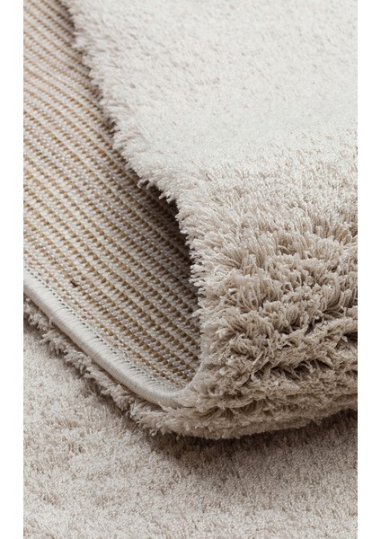 Bej Shaggy Etnik Modern Desenli Pamuk Hav Vermeyen Leke Tutmayan Kolay Temizlenen Yumuşak Makine Salon Yolluk Mutfak Halı