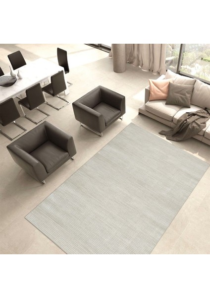 Sophie Krem Çizgili Etnik Modern Desenli Pamuk Hav Vermeyen Leke Tutmayan Kolay Temizlenen Yumuşak Makine Salon Yolluk Mutfak Halı indirimleri